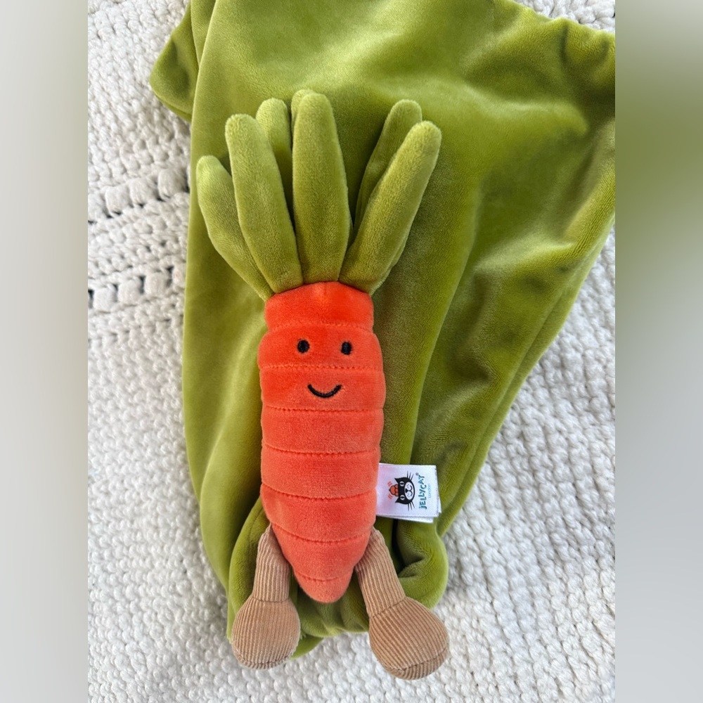 Jellycat Vivacious Carrot Vegetable Lovey Plush Soother Security Blanket RARE